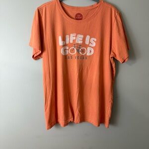 Life Is Good Warm Orange Tee Las Vegas women’s size L